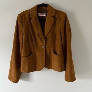 Free People Wool Blend Blazer in Warm Rust